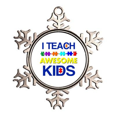 Autism Teacher I Teach Awesome Kids Metallic Star Ornament