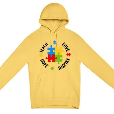 Autism Teacher Teach Love Hope Inspire  Premium Pullover Hoodie