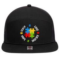 Autism Teacher Teach Love Hope Inspire  7 Panel Mesh Trucker Snapback Hat