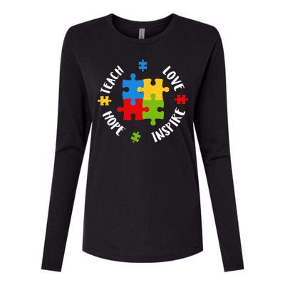 Autism Teacher Teach Love Hope Inspire  Womens Cotton Relaxed Long Sleeve T-Shirt