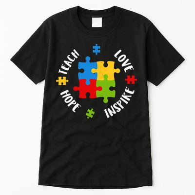Autism Teacher Teach Love Hope Inspire  Tall T-Shirt