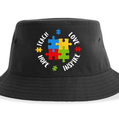 Autism Teacher Teach Love Hope Inspire  Sustainable Bucket Hat
