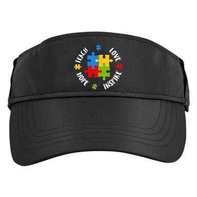 Autism Teacher Teach Love Hope Inspire  Adult Drive Performance Visor
