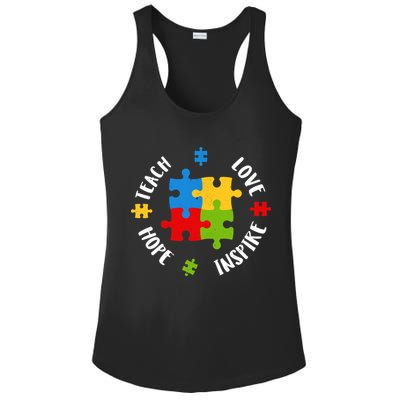 Autism Teacher Teach Love Hope Inspire  Ladies PosiCharge Competitor Racerback Tank