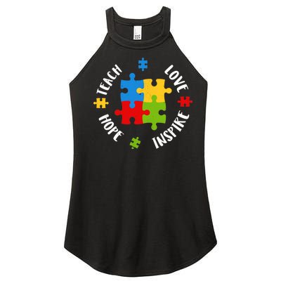 Autism Teacher Teach Love Hope Inspire  Women’s Perfect Tri Rocker Tank