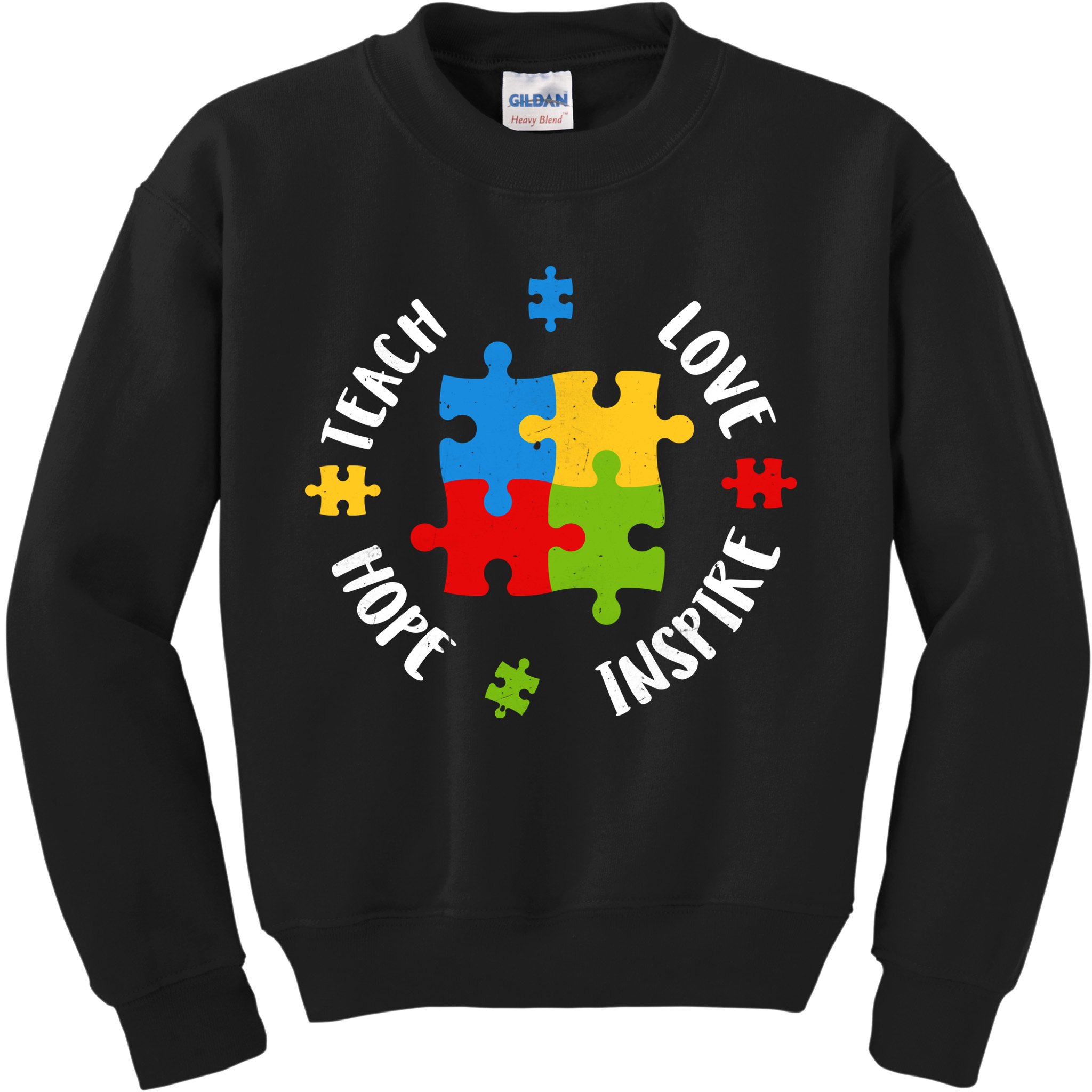 Autism Teacher Teach Love Hope Inspire  Kids Sweatshirt