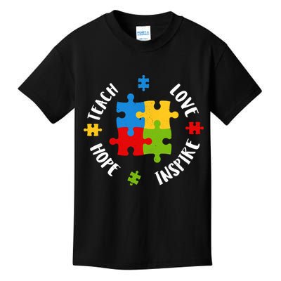 Autism Teacher Teach Love Hope Inspire  Kids T-Shirt