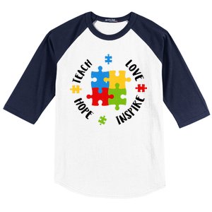 Autism Teacher Teach Love Hope Inspire  Baseball Sleeve Shirt