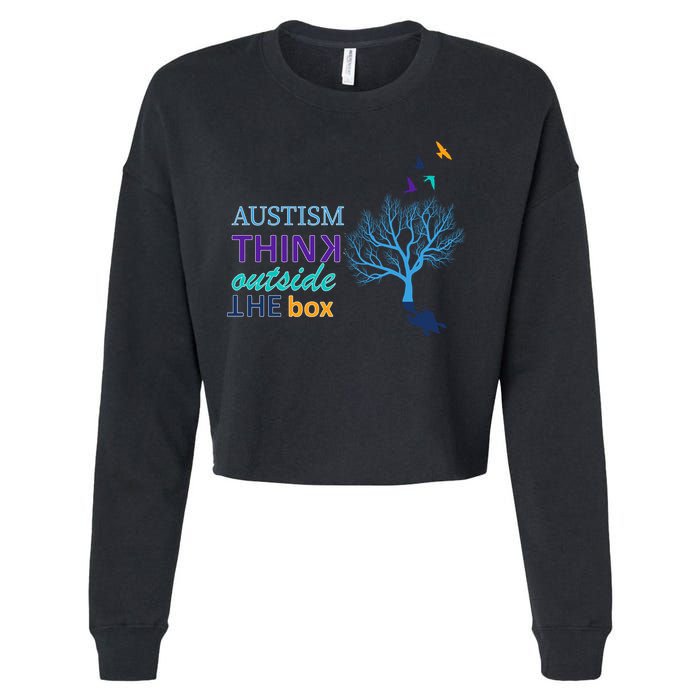 Autism Think Outside The Box Cropped Pullover Crew