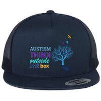 Autism Think Outside The Box Flat Bill Trucker Hat