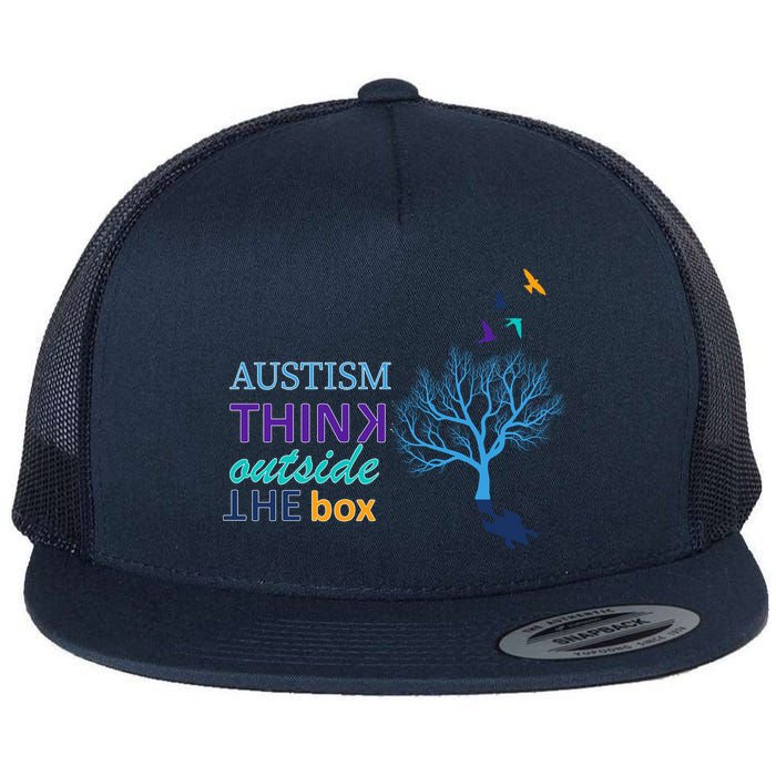 Autism Think Outside The Box Flat Bill Trucker Hat