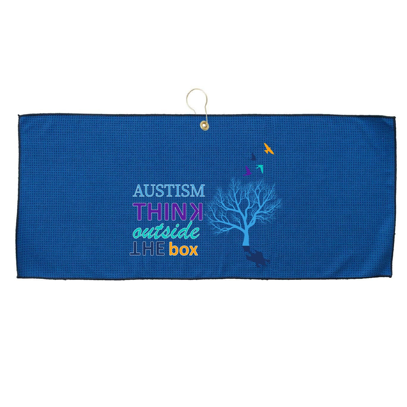 Autism Think Outside The Box Large Microfiber Waffle Golf Towel