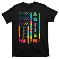 Autism Tie Dye US Flag Colorful T-Shirt