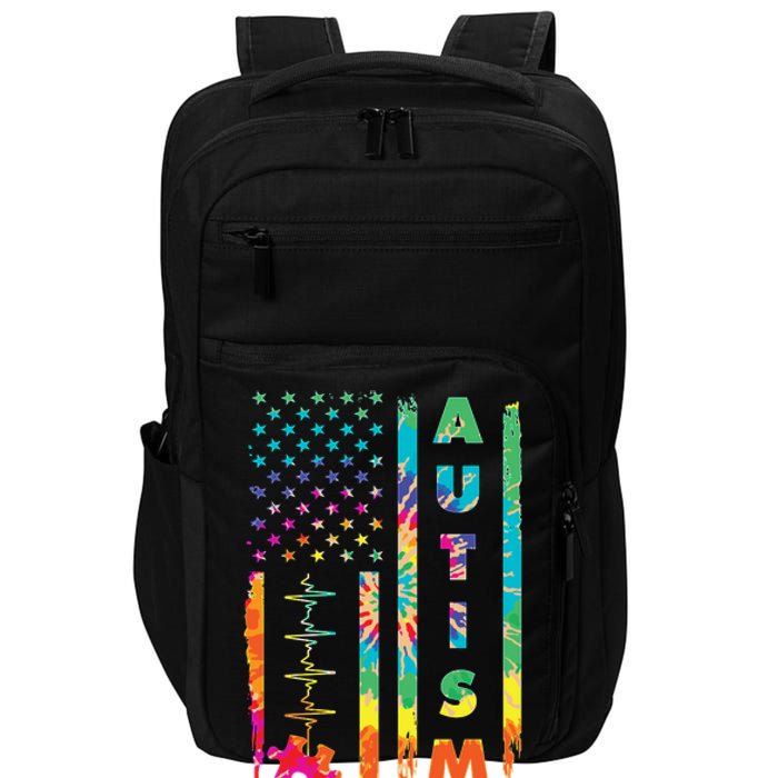 Autism Tie Dye US Flag Colorful Impact Tech Backpack