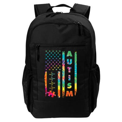 Autism Tie Dye US Flag Colorful Daily Commute Backpack