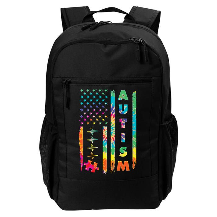 Autism Tie Dye US Flag Colorful Daily Commute Backpack