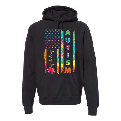 Autism Tie Dye US Flag Colorful Premium Hoodie