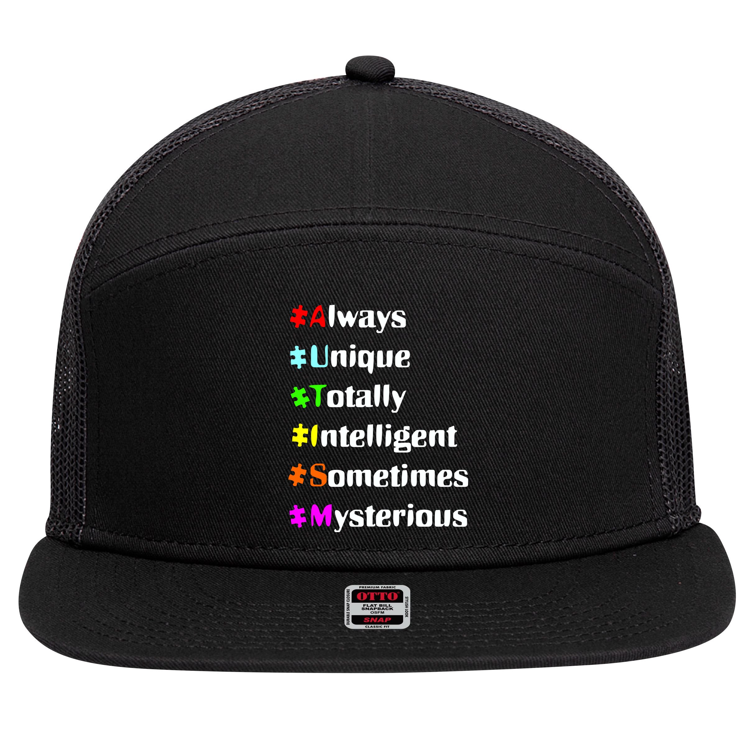 Autism Tips Awareness 7 Panel Mesh Trucker Snapback Hat