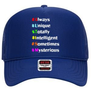 Autism Tips Awareness High Crown Mesh Back Trucker Hat