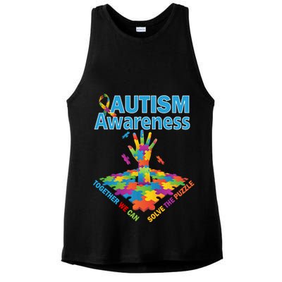  Autism Together We Can Solve The Puzzle Ladies PosiCharge Tri-Blend Wicking Tank