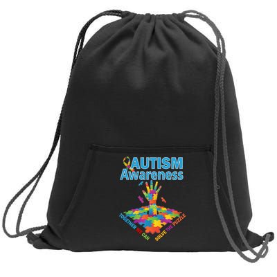  Autism Together We Can Solve The Puzzle Sweatshirt Cinch Pack Bag