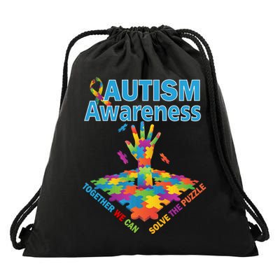  Autism Together We Can Solve The Puzzle Drawstring Bag