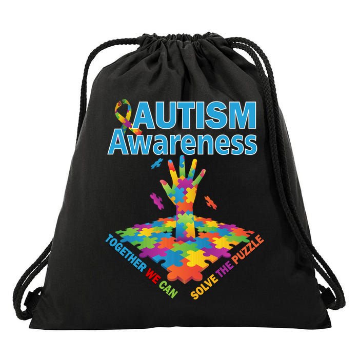  Autism Together We Can Solve The Puzzle Drawstring Bag