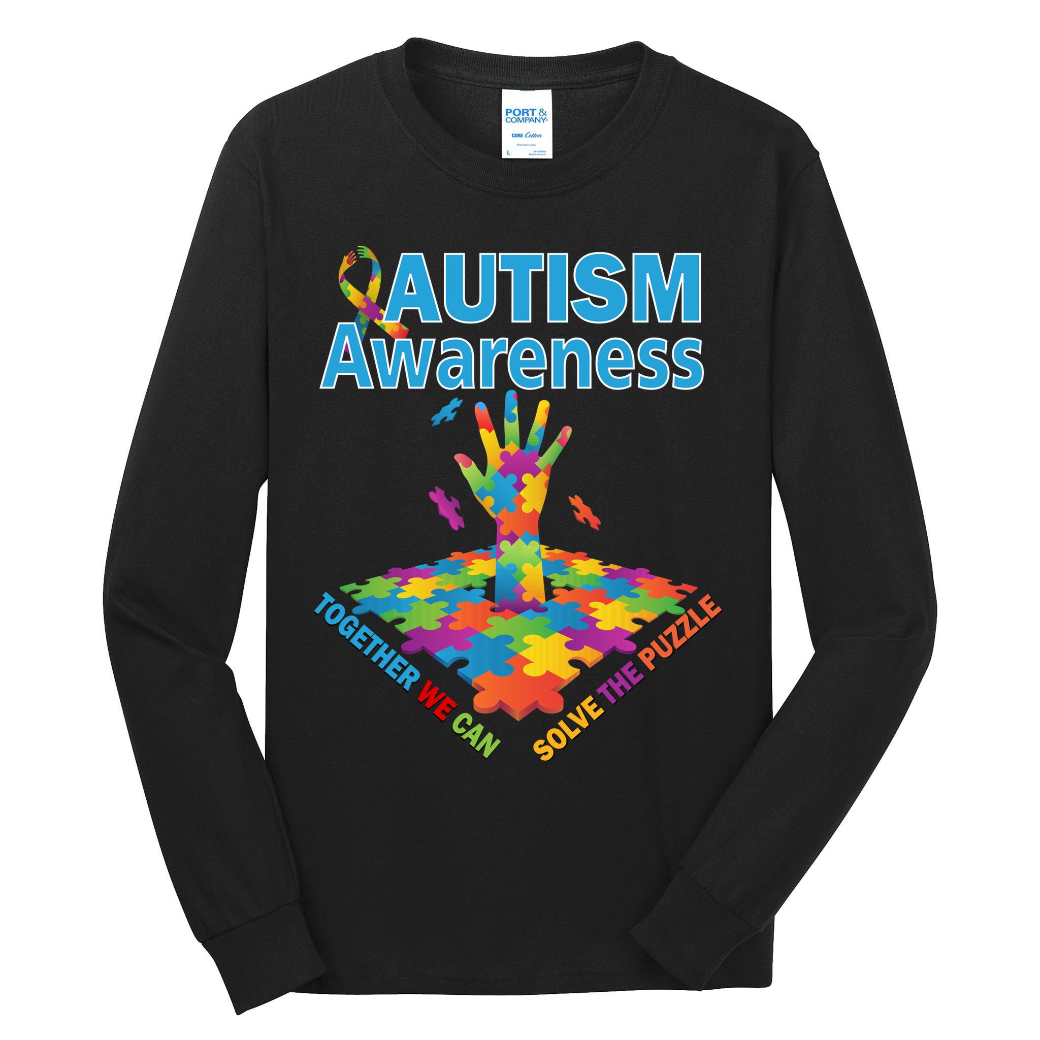  Autism Together We Can Solve The Puzzle Tall Long Sleeve T-Shirt