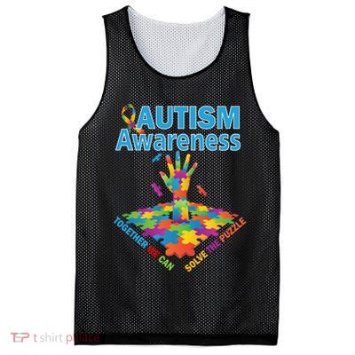  Autism Together We Can Solve The Puzzle Mesh Reversible Basketball Jersey Tank