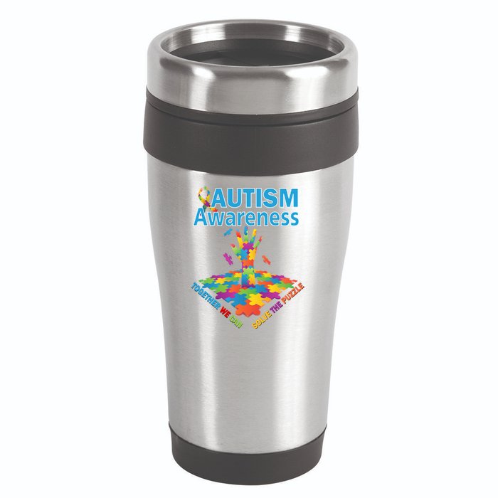  Autism Together We Can Solve The Puzzle 16oz Travel Tumbler