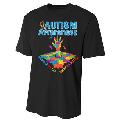  Autism Together We Can Solve The Puzzle Performance Sprint T-Shirt