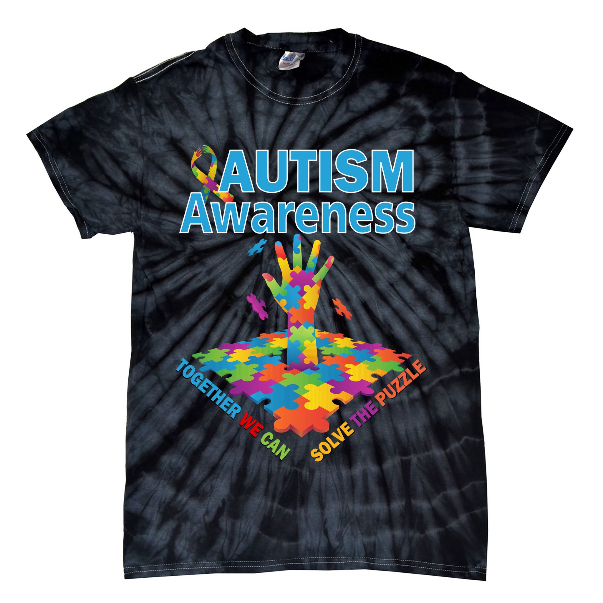  Autism Together We Can Solve The Puzzle Tie-Dye T-Shirt