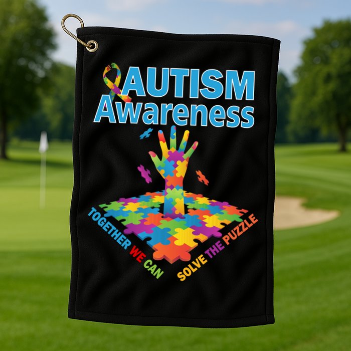  Autism Together We Can Solve The Puzzle Golf Towel