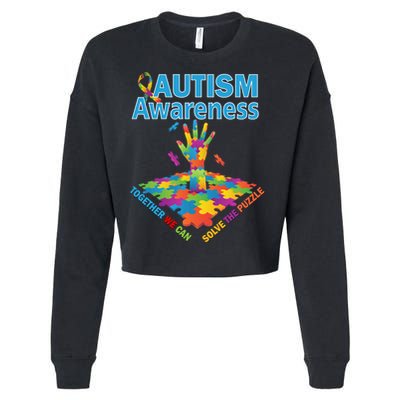  Autism Together We Can Solve The Puzzle Cropped Pullover Crew