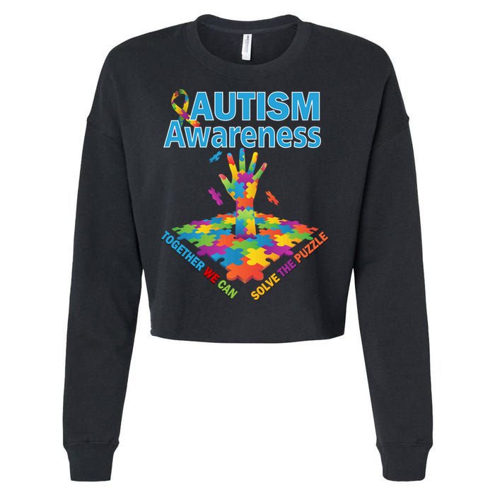  Autism Together We Can Solve The Puzzle Cropped Pullover Crew