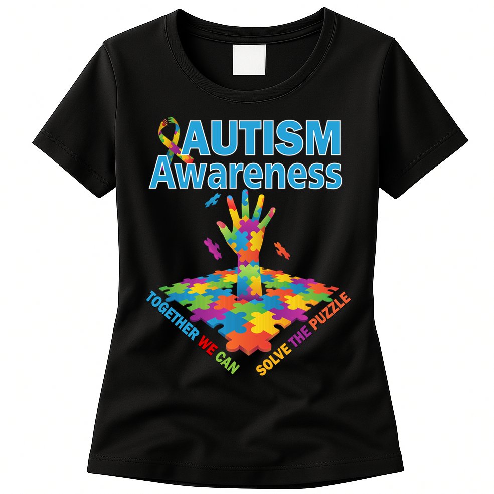  Autism Together We Can Solve The Puzzle Womens T-Shirt