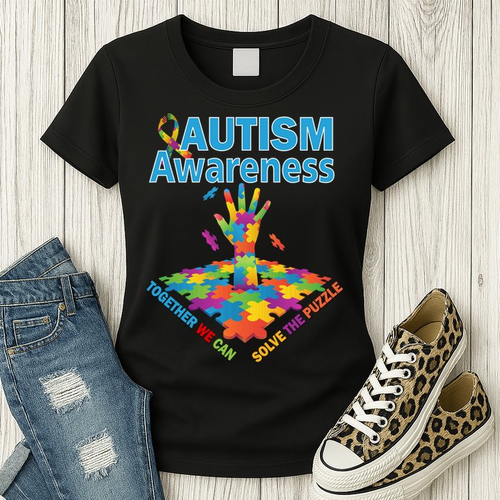  Autism Together We Can Solve The Puzzle Womens T-Shirt