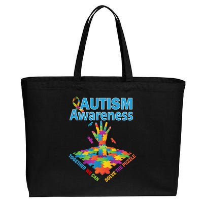  Autism Together We Can Solve The Puzzle Cotton Canvas Jumbo Tote