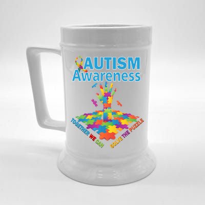  Autism Together We Can Solve The Puzzle Beer Stein