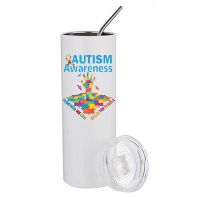  Autism Together We Can Solve The Puzzle Stainless Steel Tumbler