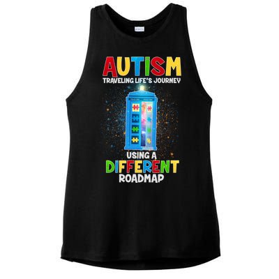 Autism Using a Different Road Map Ladies PosiCharge Tri-Blend Wicking Tank