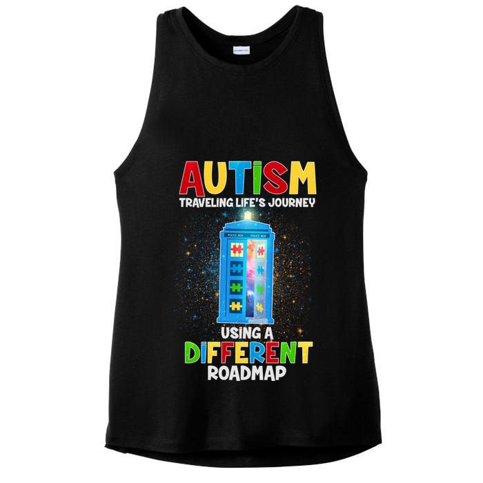 Autism Using a Different Road Map Ladies PosiCharge Tri-Blend Wicking Tank