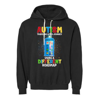 Autism Using a Different Road Map Garment-Dyed Fleece Hoodie