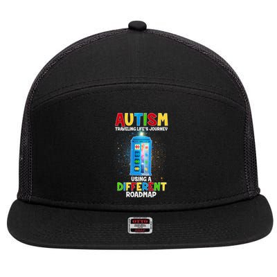 Autism Using a Different Road Map 7 Panel Mesh Trucker Snapback Hat