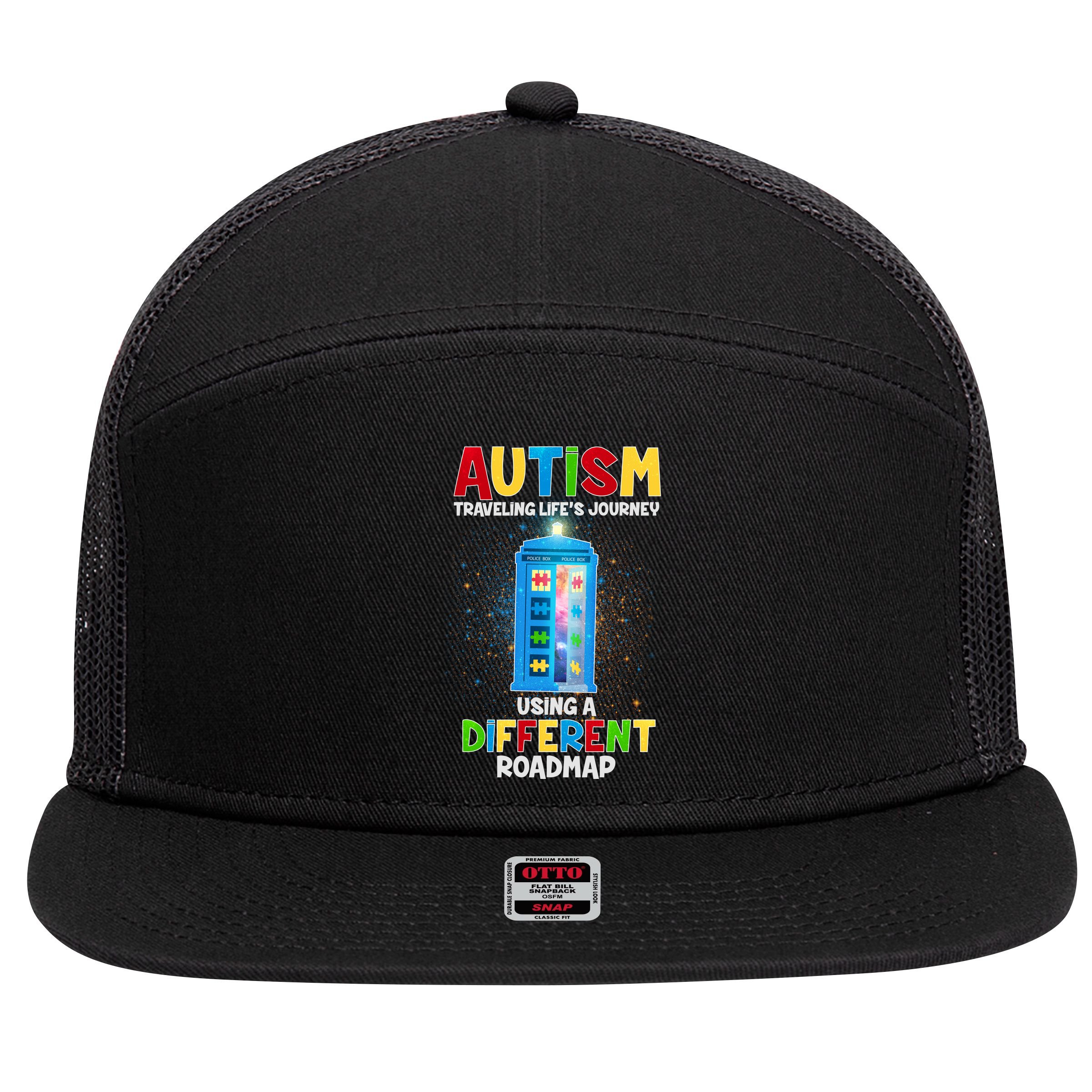 Autism Using a Different Road Map 7 Panel Mesh Trucker Snapback Hat