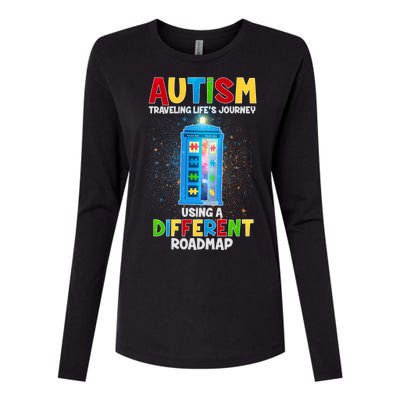 Autism Using a Different Road Map Womens Cotton Relaxed Long Sleeve T-Shirt