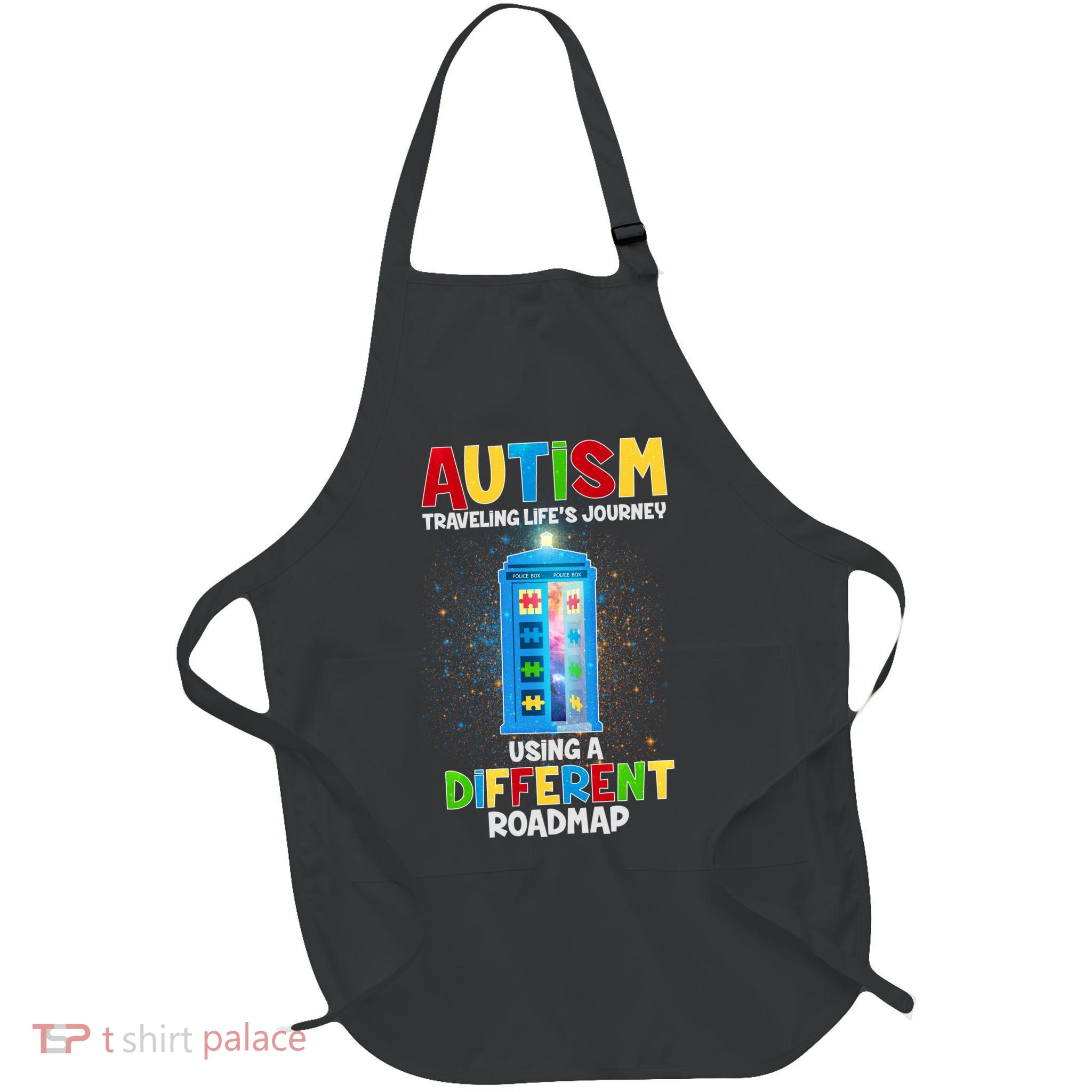 Autism Using a Different Road Map Full-Length Apron With Pockets