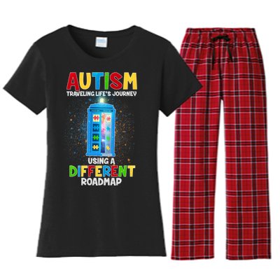 Autism Using a Different Road Map Women's Flannel Pajama Set