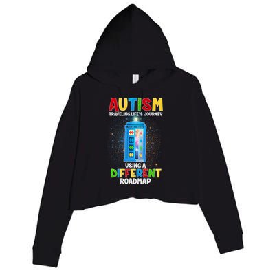 Autism Using a Different Road Map Crop Fleece Hoodie