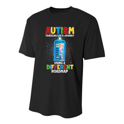 Autism Using a Different Road Map Youth Performance Sprint T-Shirt